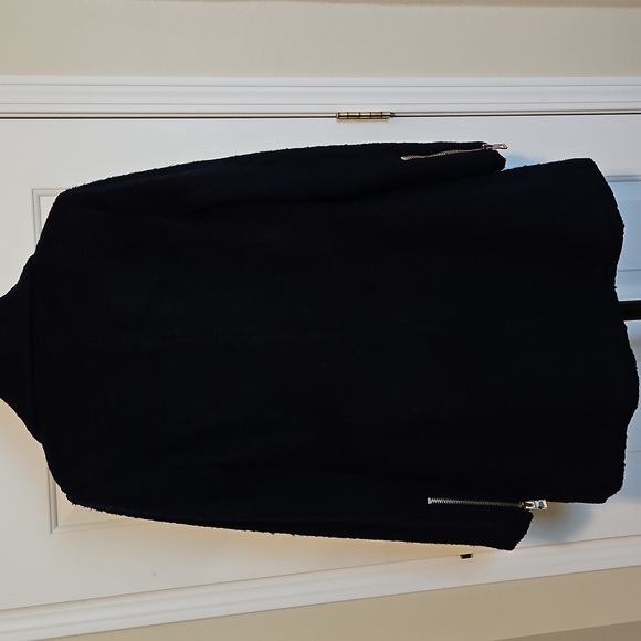 GUESS Los Angeles Vintage Brushed Wool Blend Navy Blue Warm Coat sz S - Picture 7 of 10